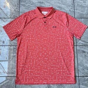 Oakley Hydrolix Men's Orange Geometric Short Sleeve Polo Shirt, Logo, Golf 2XL